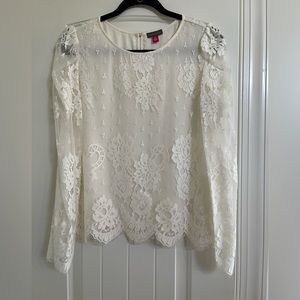 Vince Camuto medium scalloped hem lace blouse